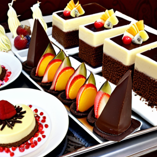 Home 7 **Daqu Dessert Display**: Create an artistic arrangement of various Daqu desserts on a beautifully decorated table. Include layers of cream, fresh fruits, and chocolate shavings, showcasing the soft and layered texture of the dessert. The setting should be warm and inviting, perfect for a family gathering.
