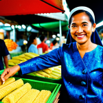 Nostalgic Kuih Stall**

"A vibrant and bustling scene at a *pasar malam* (night market) in Malaysia. A traditional *kuih* stall is the focal point, overflowing with colorful *kuih-muih* arranged on banana leaves and tiered trays. A friendly vendor, *makcik* (auntie) in a *baju kurung*, smiles warmly. Soft, natural lighting, shallow depth of field focusing on the *kuih*. In the background, blurred lights and other market stalls create a sense of lively activity. Safe for work, appropriate content, fully clothed, professional, family-friendly, perfect anatomy, natural proportions, well-formed hands."

**